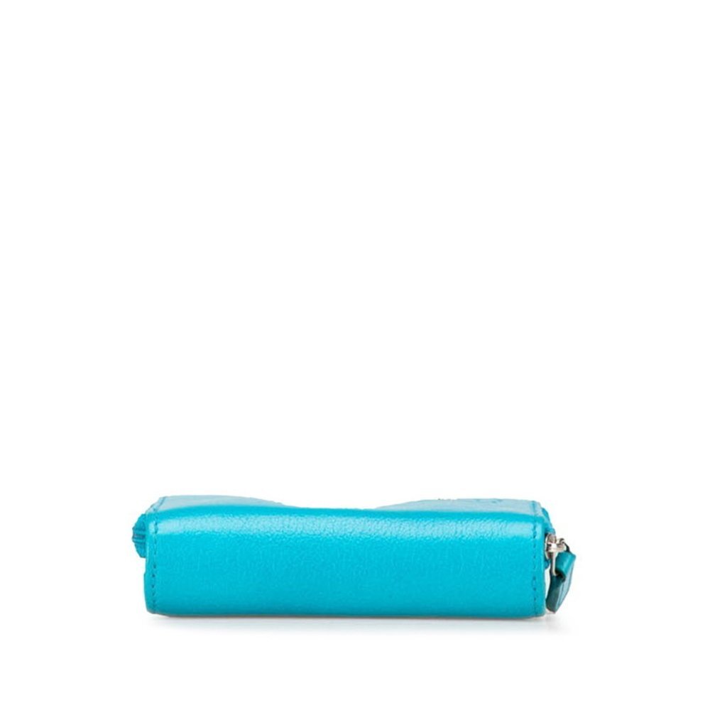 CHANEL Blue Lambskin Leather Logo Wallet - Picture 3 of 14